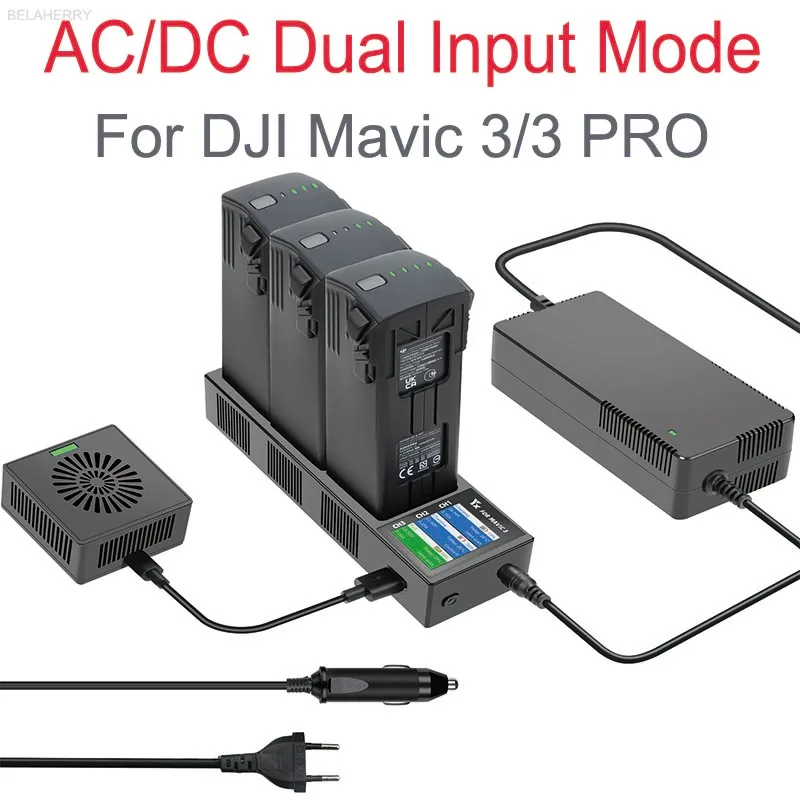 Multifunction Storage Charging Hub for DJI Mavic 3/3 PRO With Digital Display LCD Screen Battery Charging Dual lnput Accessories