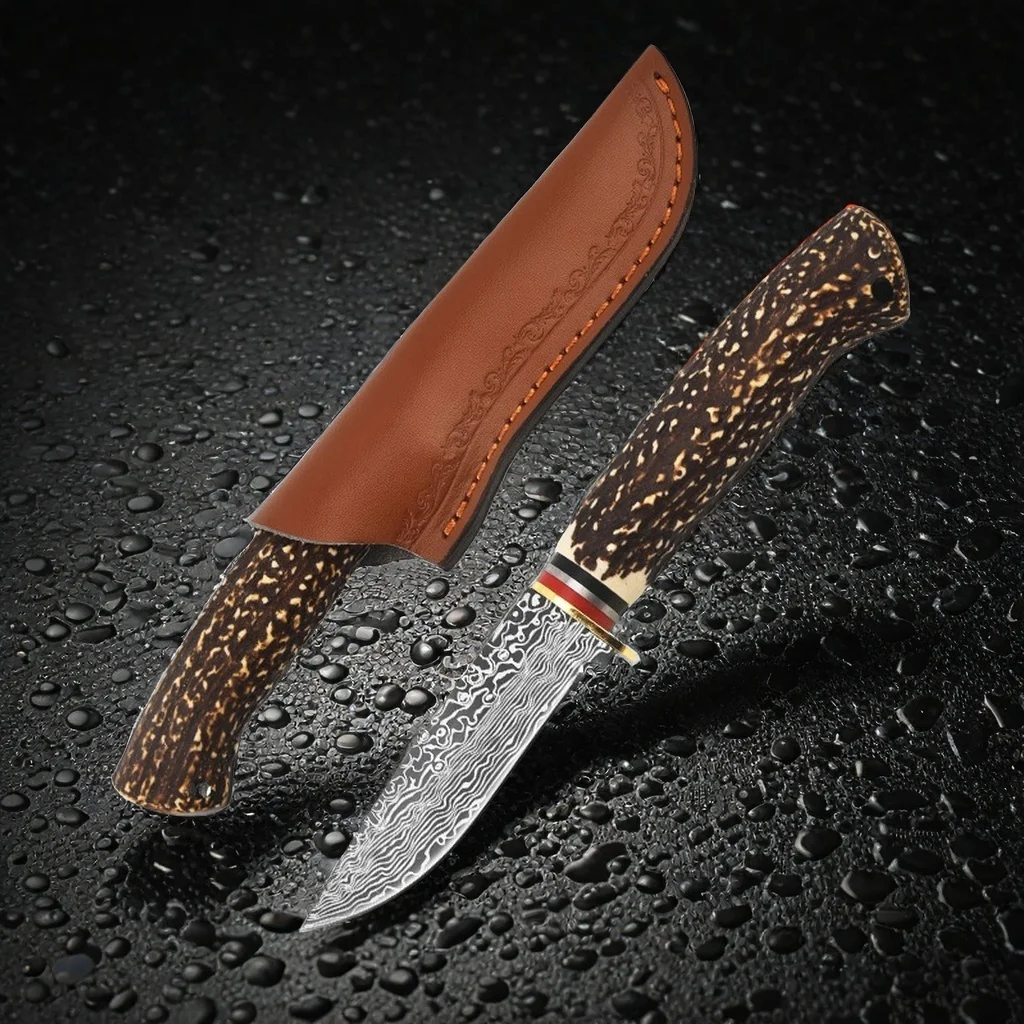 Outdoor Straight Knife - Bone Imitation Handle | Multi-Functional High Hardness Pocket Fixed Blade | Exceptional Grip view 3