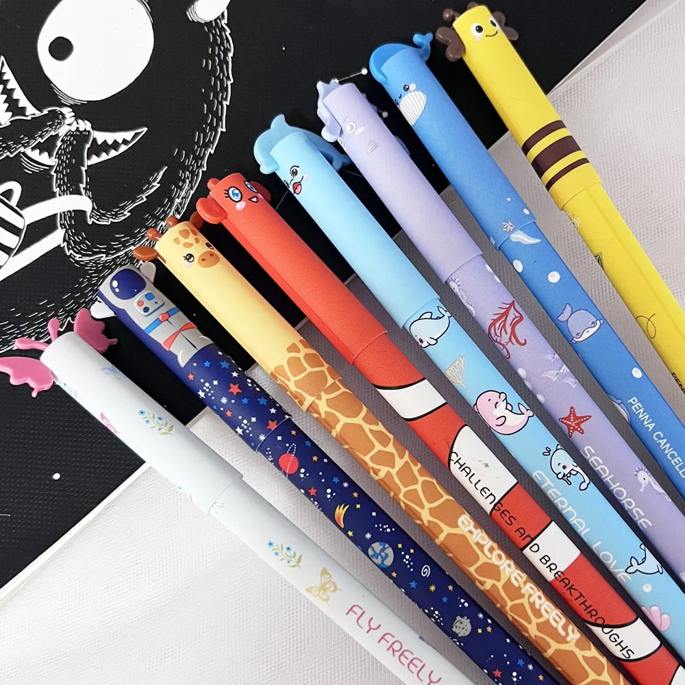 

Милые разноцветные гелевые ручки с 3D-изображением морских животных, стираемые, с цветными чернилами, в виде рыбок, тонкий наконечник, для школы, офиса, в подарок