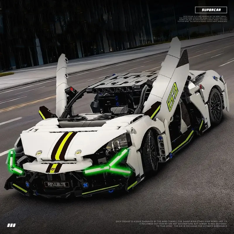 Na Stanie 1350 Elementów Technicznych Klocków Samochód MOC City Speed Car Luksusowy Samochód Wyścigowy Model Klocków Zabawki dla Dzieci Prezent