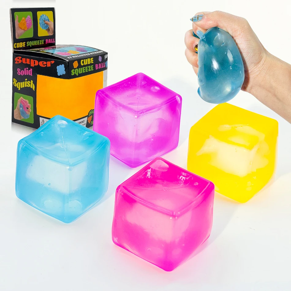 Squishy Bear Gel Ice Cube Stress Ball Soft Slow Rise Sensory Fidget Toy Anxiety Relief Squeeze Relax Gift For Adults Kids