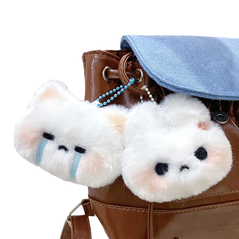 Bonito urso de pelúcia coelho chaveiro, Boneca engraçada com choro irritado, Chaveiro para carro, Schoolbag, pingente para menina, Kids Gift, moda