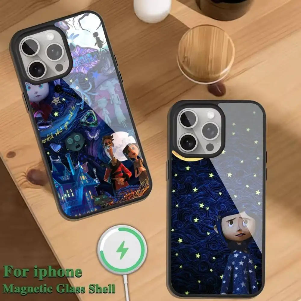 

Cartoon C-CoralineS Tale Phone Case For Magnetic Wireless Charge Cover For iphone 16 15 14 13 12 11 Pro Max Plus Coque