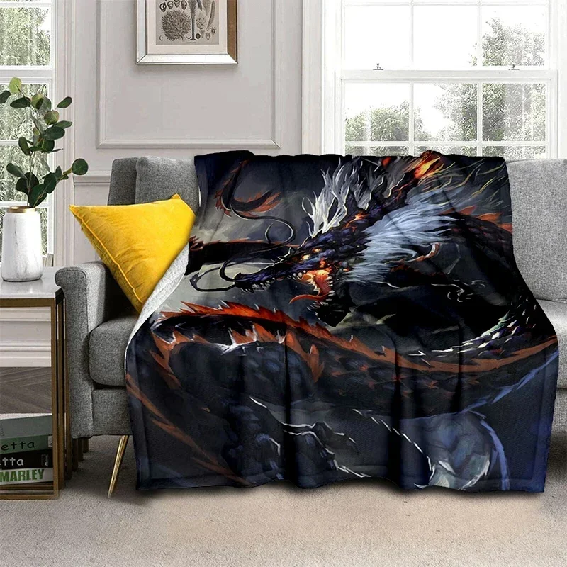 high definition printed custom blanket, fashionable, warm and lightweight blanket Office and home gifts China dragon pattern