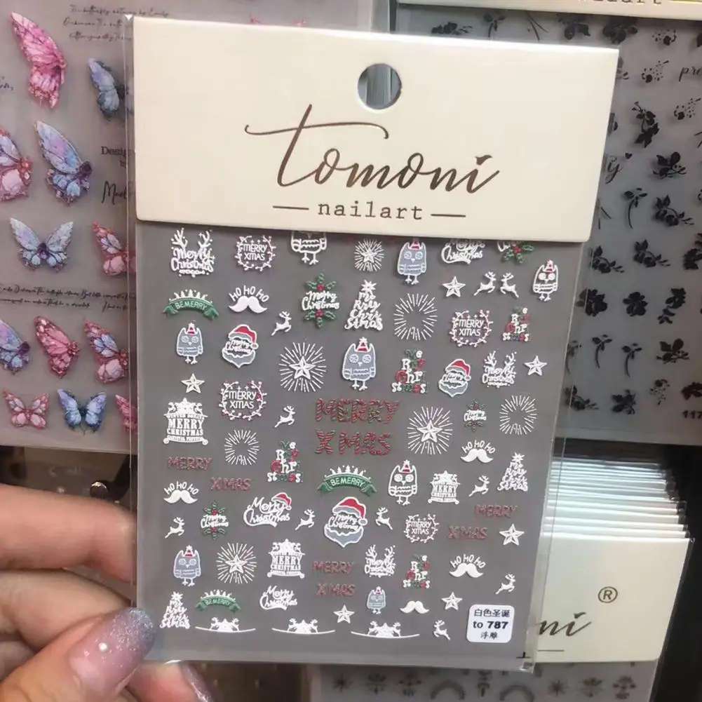 Winter Nail Stickers Festive 3d Christmas Nail Stickers Cute Snowflake Snowman Designs for Diy Crafts Nail Art for Nails