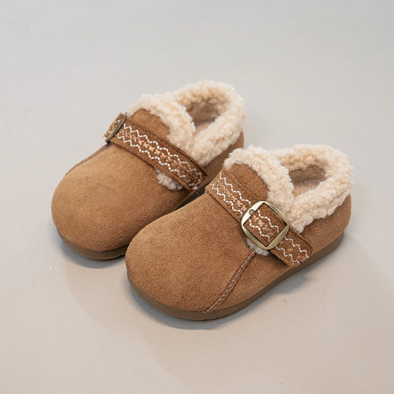 Simple Kids Girls Cotton Shoes Classic Winter Shoes Children Warm Causal Flat Shoes Boys Fashion Trend Round-toe Kids Snow Boots