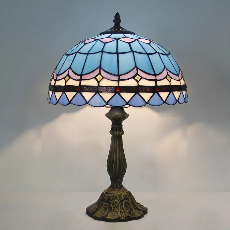 ABEL Tiffany Table Lamp LED Luxury Creativity Living Room Study Bedroom Bedside Lamp Villa Hotel Color Glass Desk Light