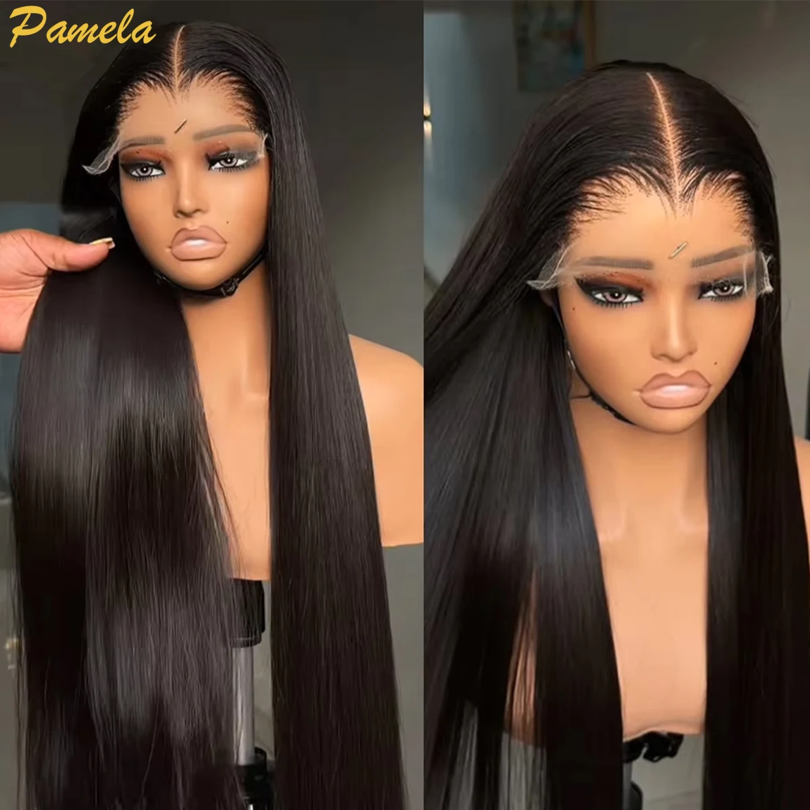 Human Hair Wigs - Peruka z naturalnych włosów, prosta, z