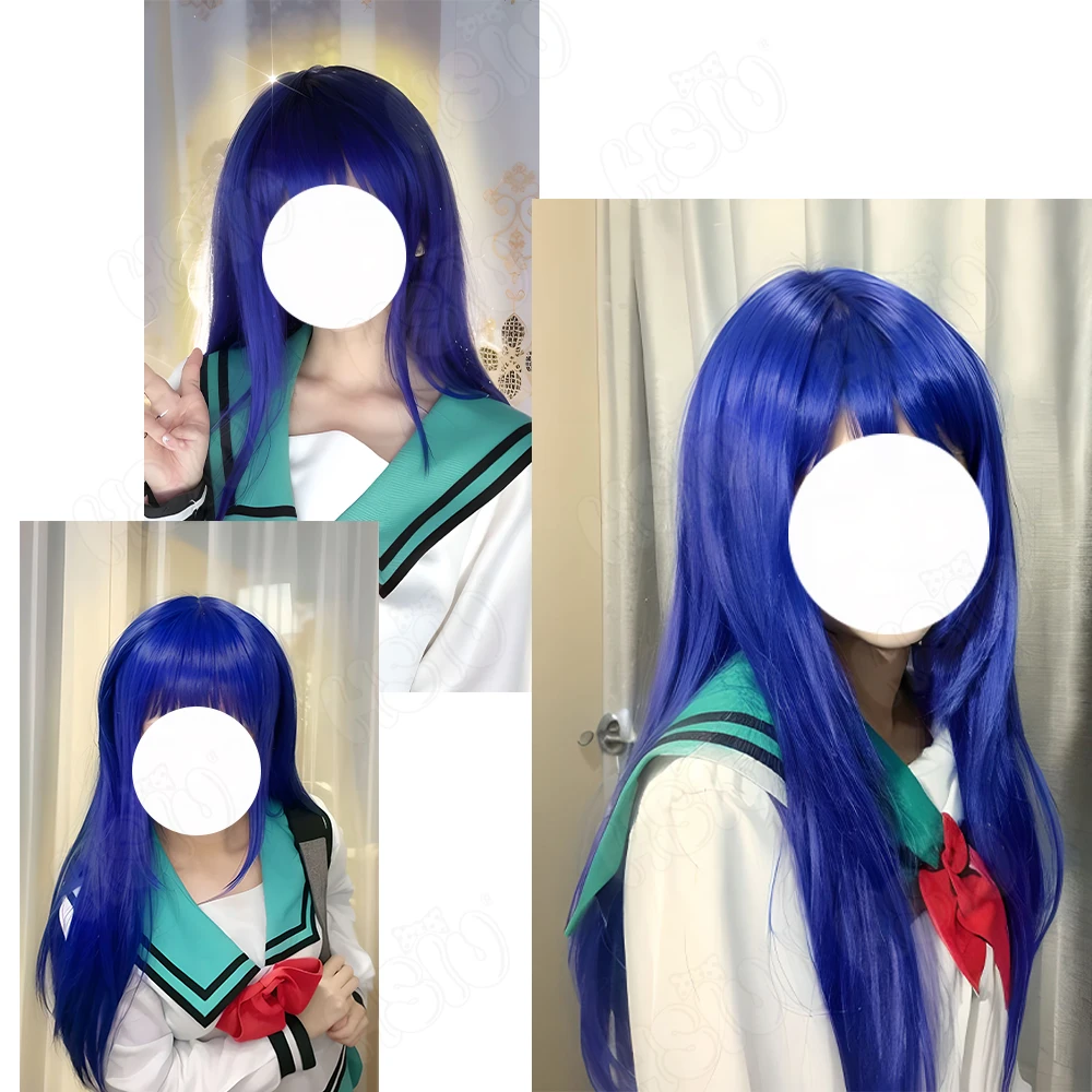 Teruhashi Kokomi Cosplay Wig Fiber synthetic wig Anime Saiki Kusuo Cosplay「HSIU 」ink blue Long Wig+Wig cap