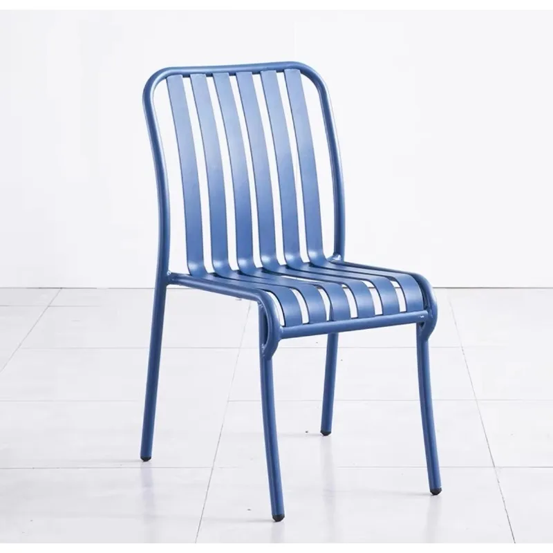 Modern Luxury Cafe Bar Restaurant Aluminum Metal Slat Dining Chair Waterproof Durable Outdoor Aluminum Garden Chair