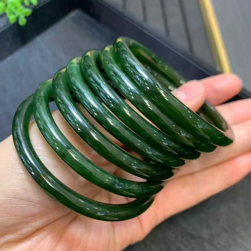 SGARIT Natural Grass Green Jade Bracelet for Women Exquisite Jade Bangle High Ice Round Bar Bangle Fine Jewelry