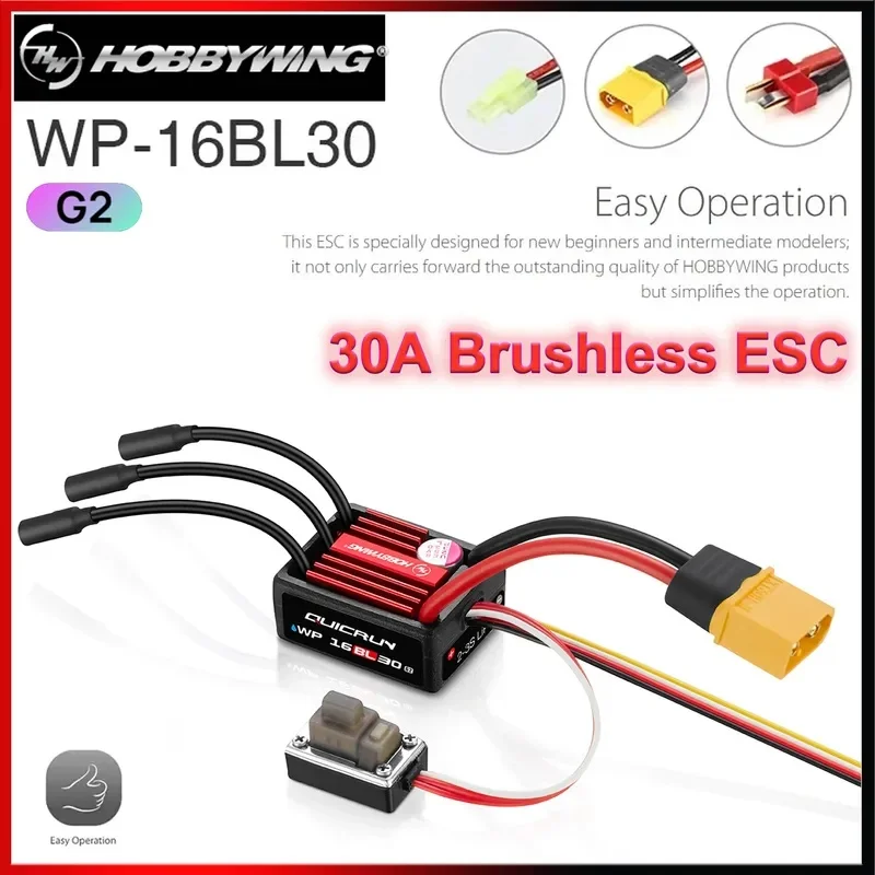 HOBBYWING QuicRun WP 16BL30 30A G2 Waterproof Brushless ESC T/XT60 Plug for 1/10 1/16 1/18 Car Buggy Truck Monster Model Parts