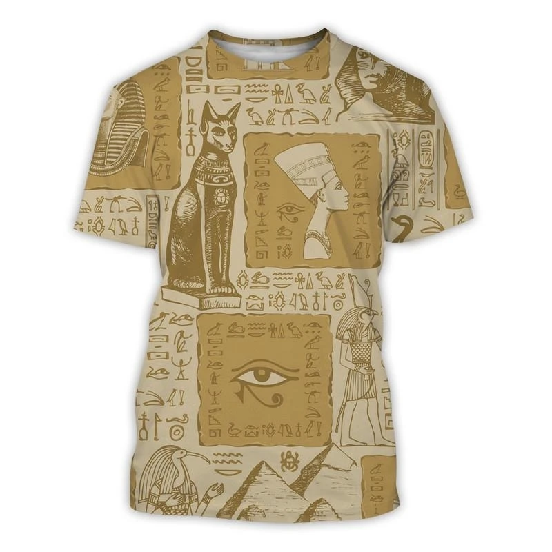 Retro Pharaoh Anubis Graphic T Shirts For Men Summer Fashion Ancient Egyptian God 3D Printed T-shirts Loose Streetwear Tees Tops