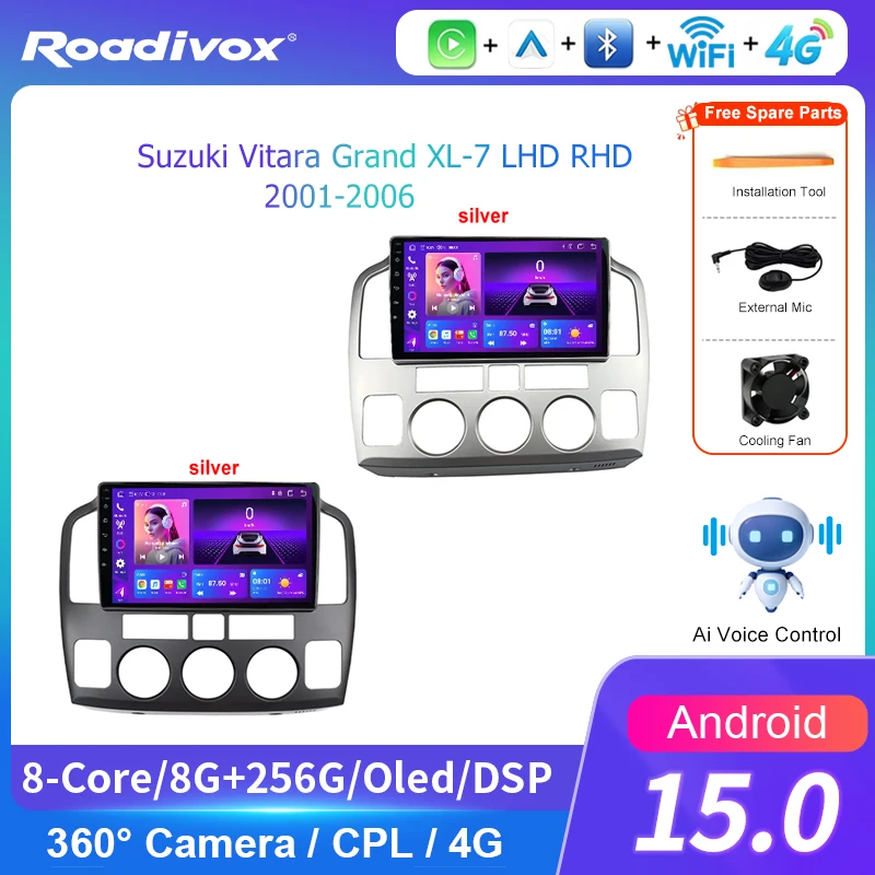 AI VOICE roadivox Android car radio for Suzuki Vitara Grand XL-7 LHD RHD 2001-2006 stereo GPS Navigation video Multimedia Player