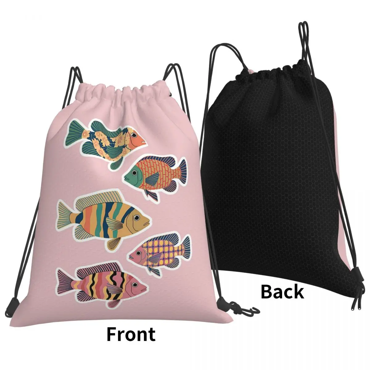 Hawaii Fish Pack Backpacks Casual Drawstring Bags Storage Bag Book Bags for Travel Students