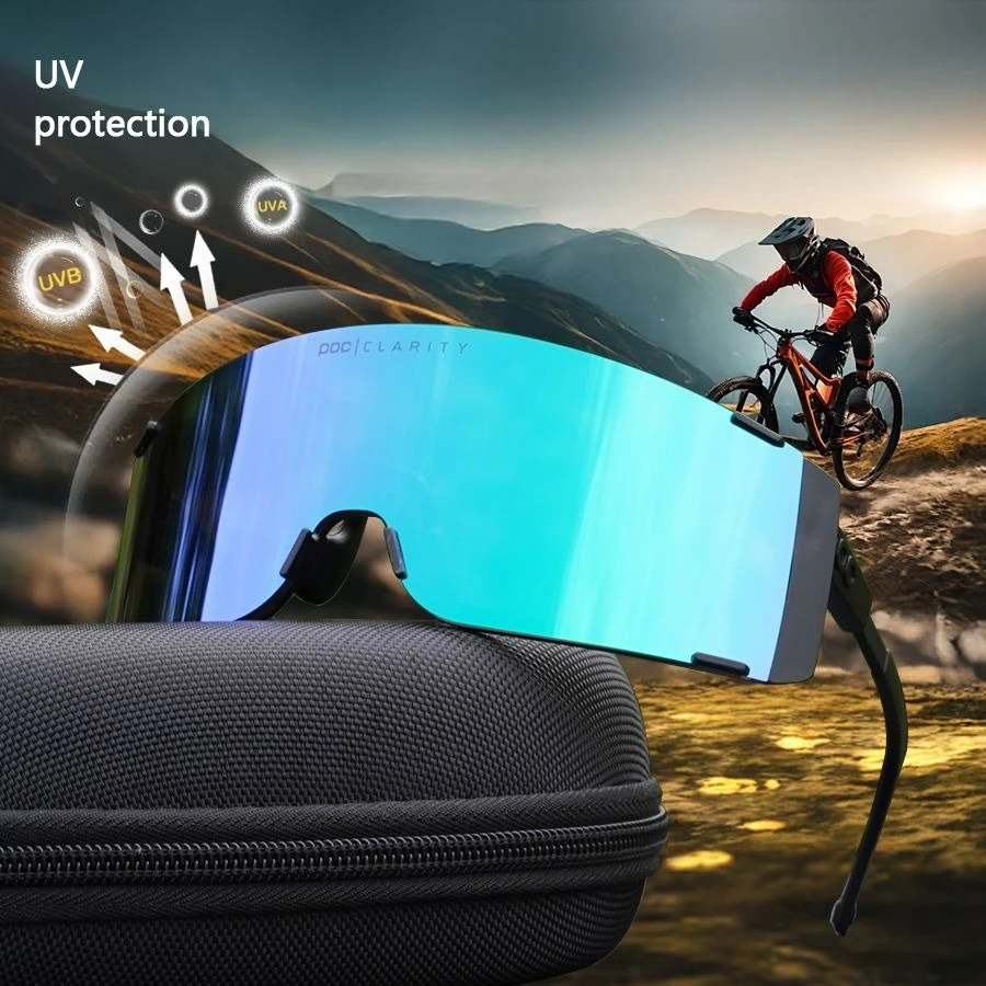 

3-color lenses POC ASPIRE Sports cycling glasses Completely coated bicycle windproof goggles Outdoor running sunglasses