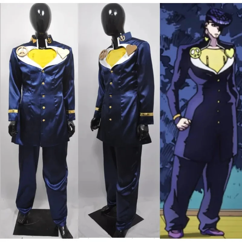 

New Halloween Cosplay Costume Anime Bizarre Adventure Josuke Higashikata Blue Suit Uniform Party Carnival Outfits 2026★