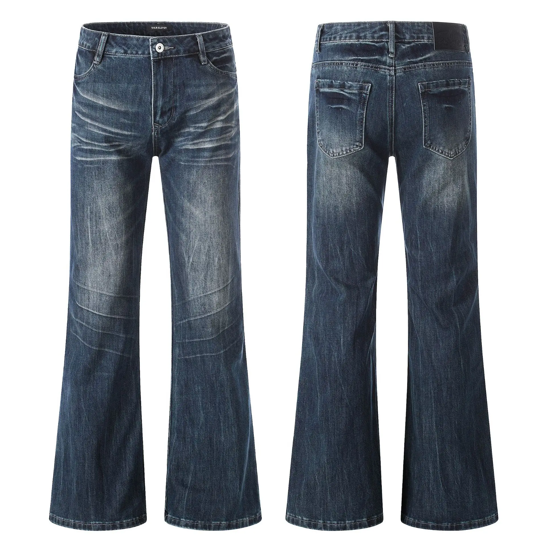 

Retro American Jeans Women's Waed Slim Straight Leg 3D a Skinny Capri Pants Deep Blue Cotton Stretch Denim