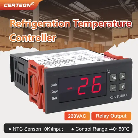STC-8080A+ Digital Temperature Controller Thermostat Switch for Freezer Refrigerator Cold Storage Cooling Defrost Display