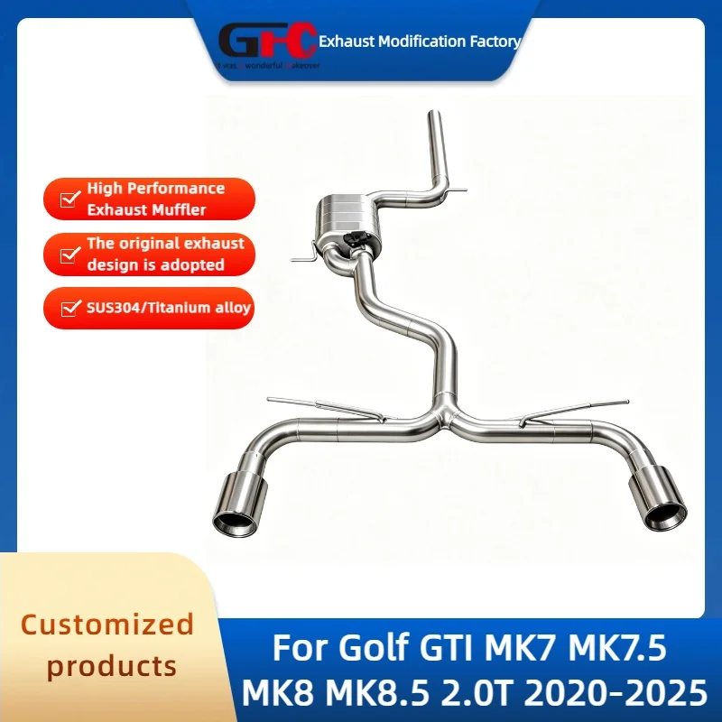 

Catback Valvetronic Muffler For Golf GTI MK7 MK7.5 MK8 MK8.5 2.0T 2020-2025 High-Performance 304 Stainless Steel Exhaust Pipe