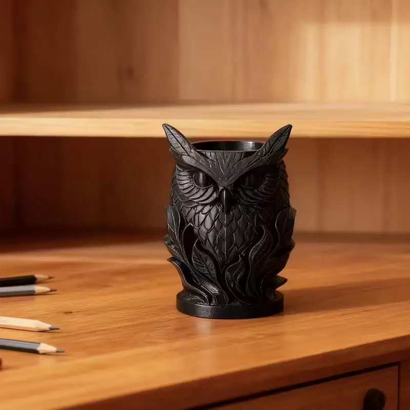 Nordic Minimalist Owl Pen Holder Vase, Decorative Desk Organizer for Home/Office Decor