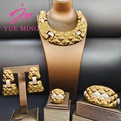 YM Jewelry Fashion Woman Necklace Jewelry Set 18k Gold Plated Pendant Wedding Party Earring Ring Bangle Wedding Jewelry Accessor