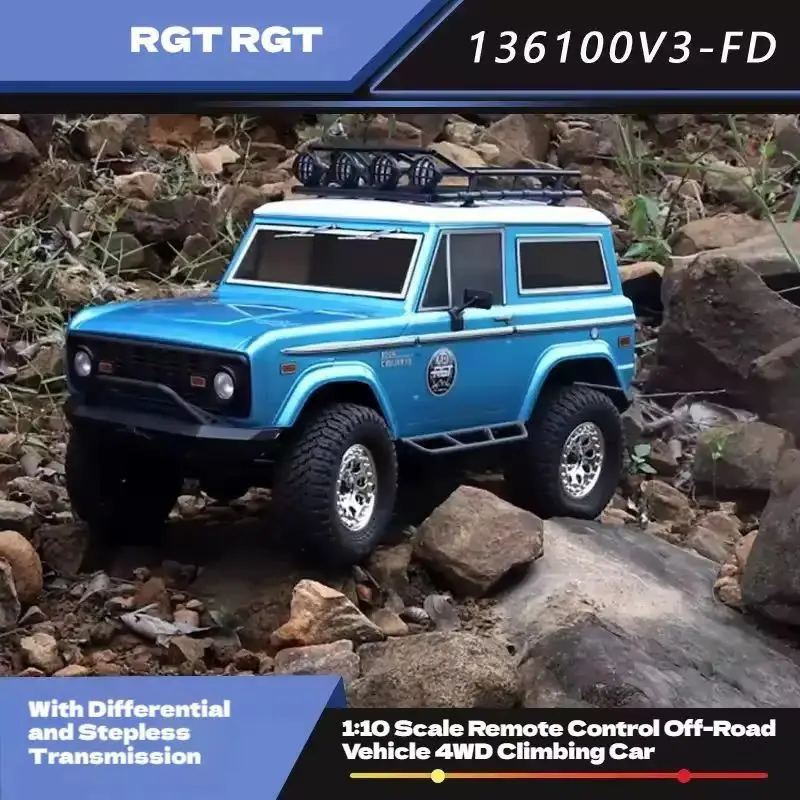 Rgt 136100v3fd Remote Control Car 1/10 Scale 4wd Off Road Vehicle Realistic Climbing Differential Stepless Transmission Durable