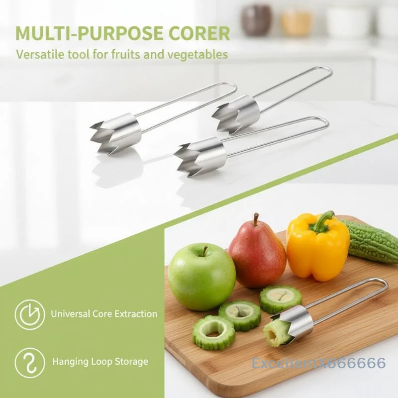 Stainless Steel Fruit Core Remover Portable Burr-free Corer Extractor Tool for  Pear Vegetable Kitchen Use