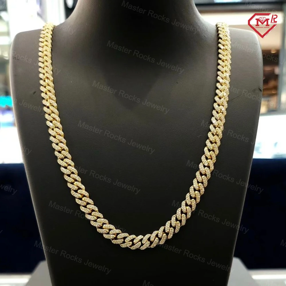 Hiphop Miami Cuban Link Chain 8MM Passed Diamond Tester 925 Silver Iced Out Vvs Moissanite Chain Link Cuban