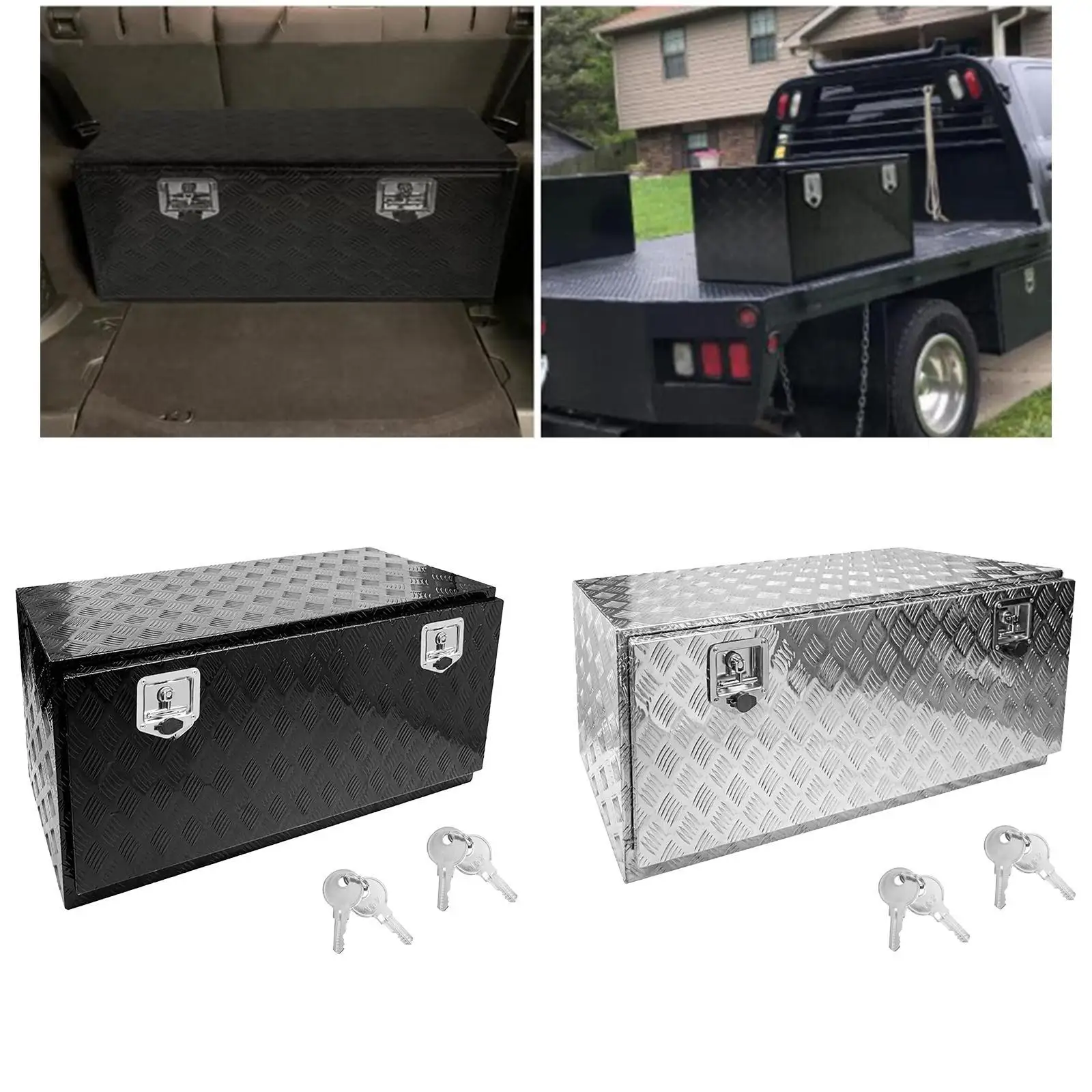 Aluminum Truck Bed Case Lockable Storage Box Organizer Waterproof Chest for Pickup Truck RV Camper Van Accessories