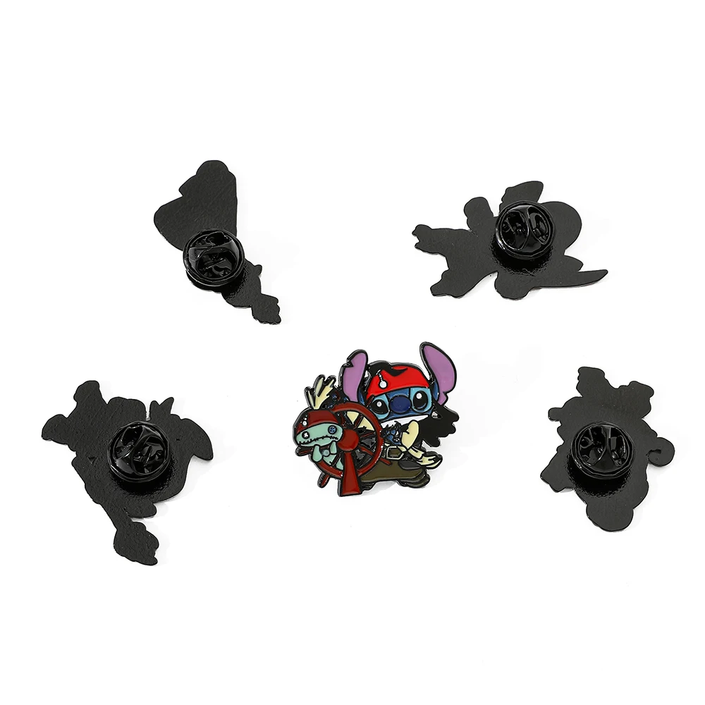 Anime Lilo & Stitch Brooch, Pin de Cura Criativa, Emblema de Metal, Jóias, Roupas, Acessórios Mochila, Presente, 5 Pcs