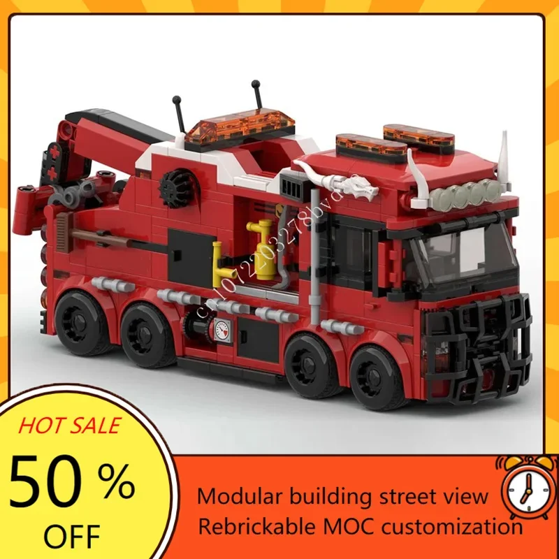 523PCS Emergency recovery truck MOC Creatieve street view Model Custom Puzzels Architectuur Onderwijs Assemblage Verjaardag Speelgoed Cadeau