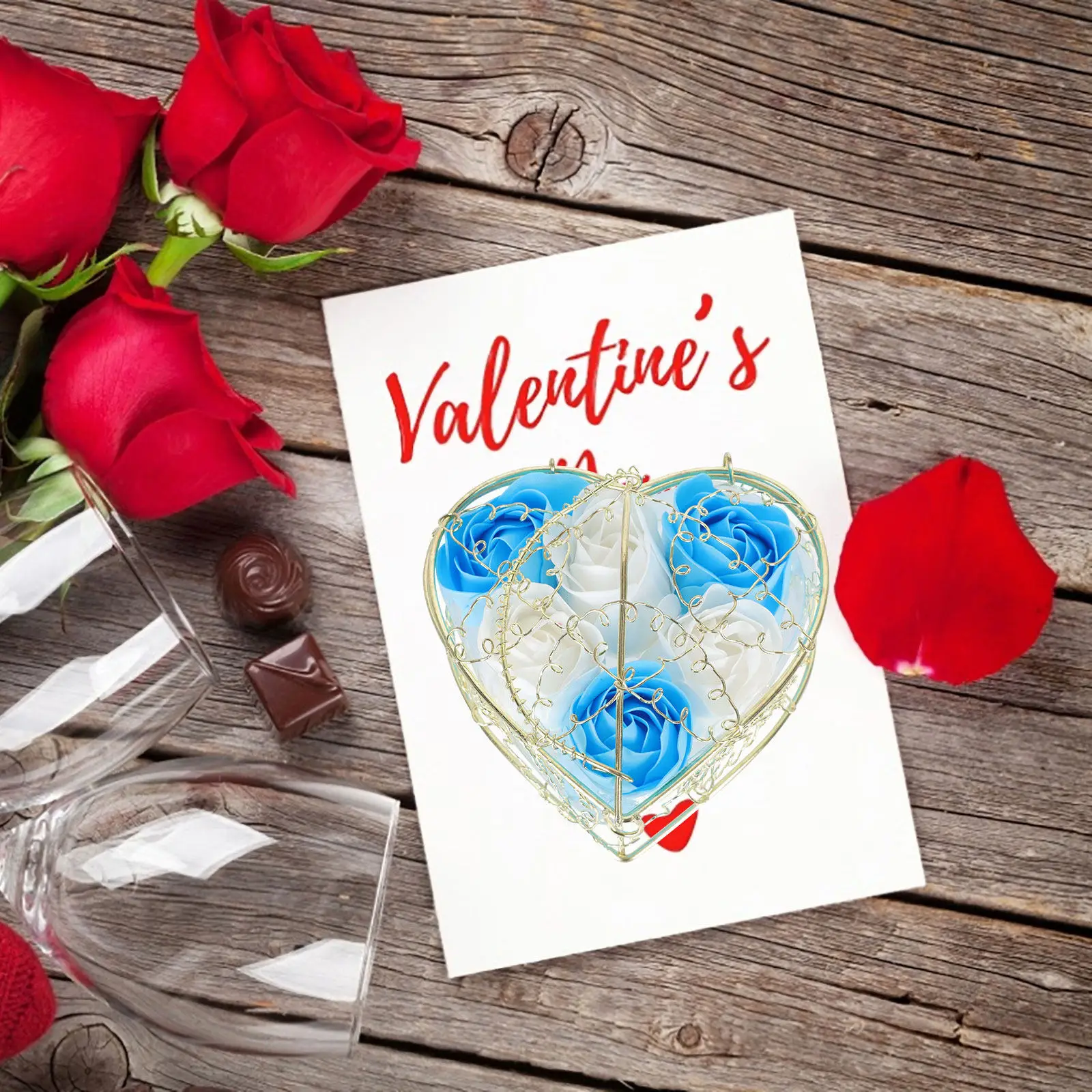 

2Sets Soap Flower Gift Box Creative Hollow Design Exquisite Handmade Scented Flowers Lasting Home Party Decoration Present