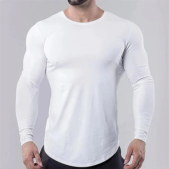 Men's Compression Long Sleeve Shirt Muscle Fit Athletic Top T-Shirt Quick Dry Gym Training Gear