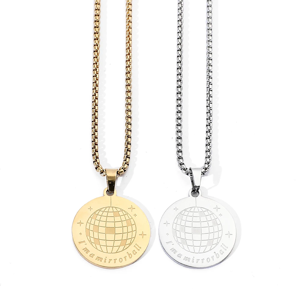 World Map Engraved Necklace - Round Pendant, Travel Inspired Jewelry Gifts for Men and Women