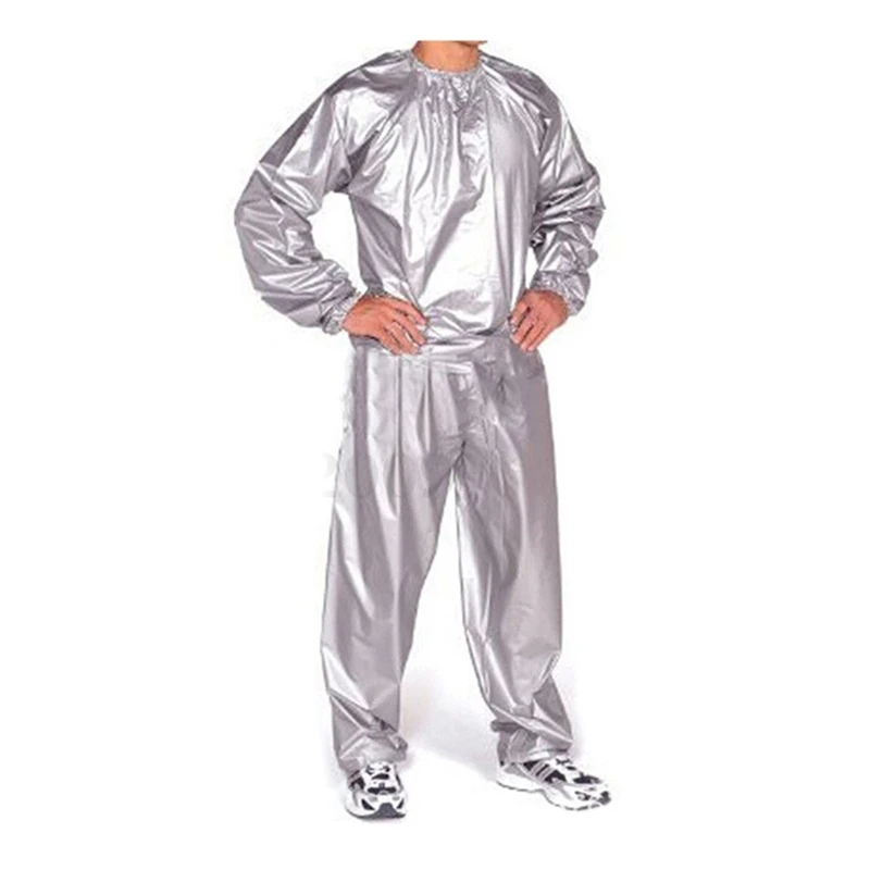 

2X Heavy Duty Fitness Weight Loss Sweat Sauna Suit Exercise Gym Anti-Rip Silver 4Xl