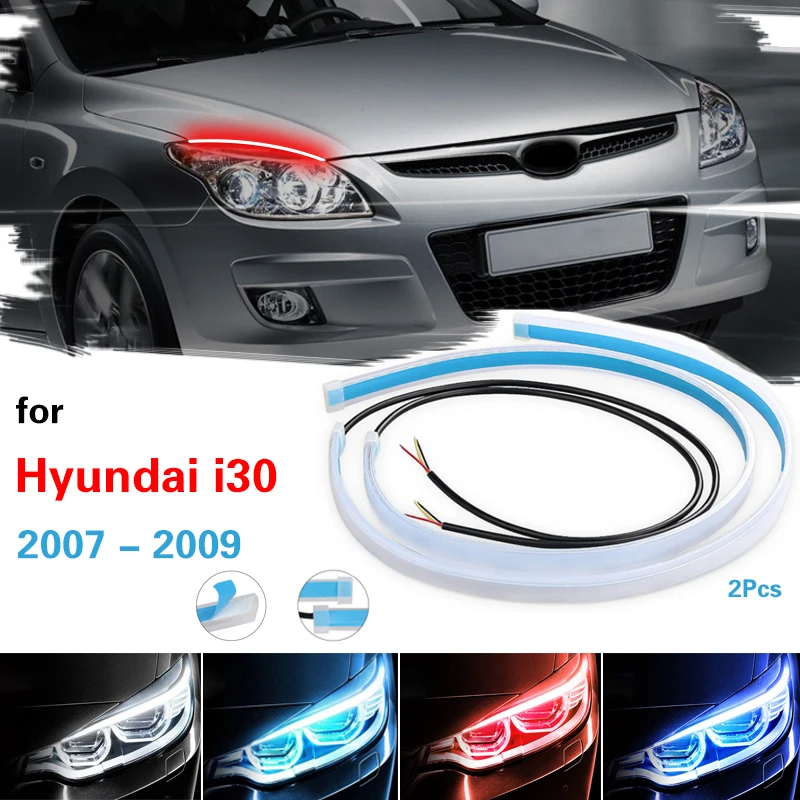 

2pcs Drl For Cars LED Lighting Strip For Hyundai i30 2007-2009 Daytime Running Lights Flexible Strips Light 12V Auto Headlight