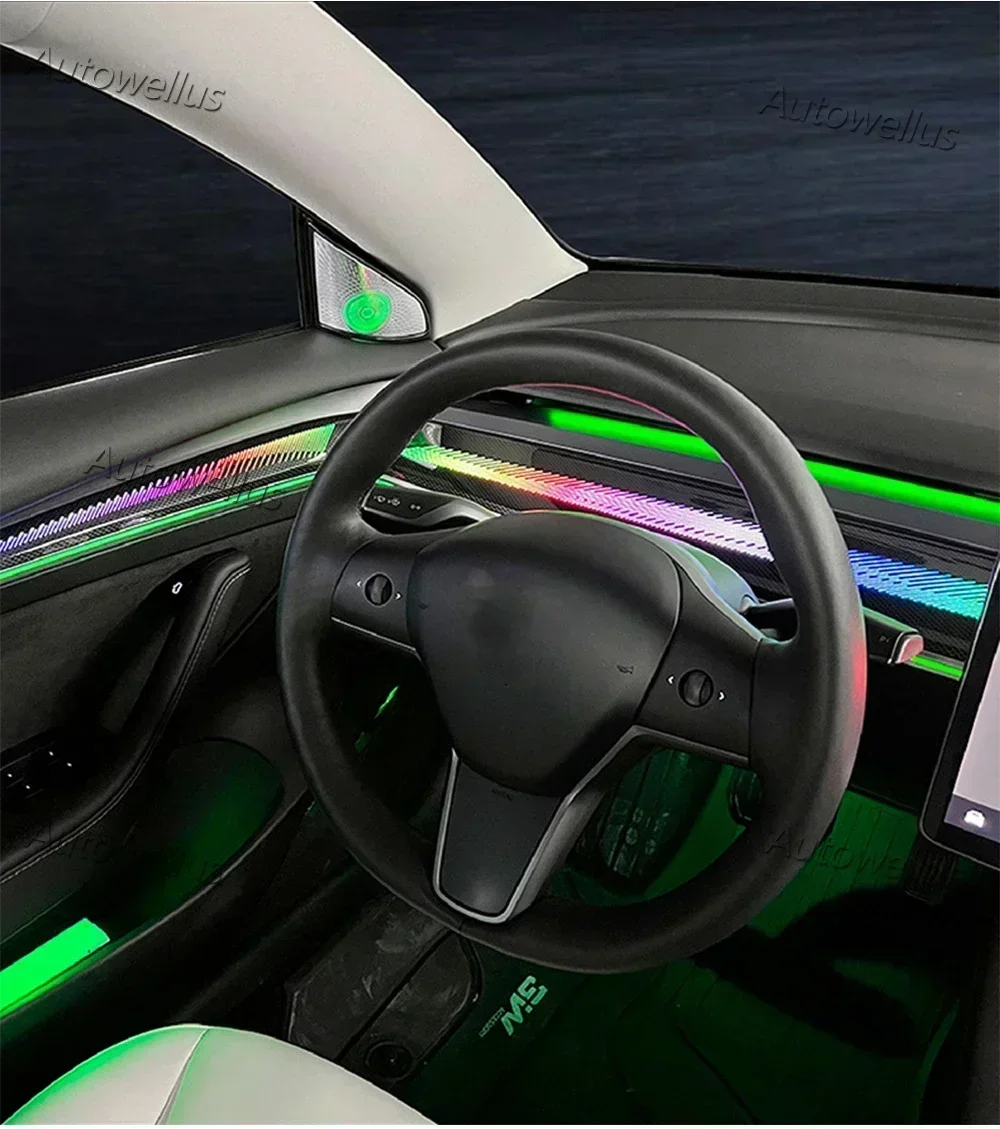 LED Dynamic Lighting Ambient Light for Tesla Model 3 Y 2021--2023 Atmosphere Lamp Tweeter Speaker Glow Lamp
