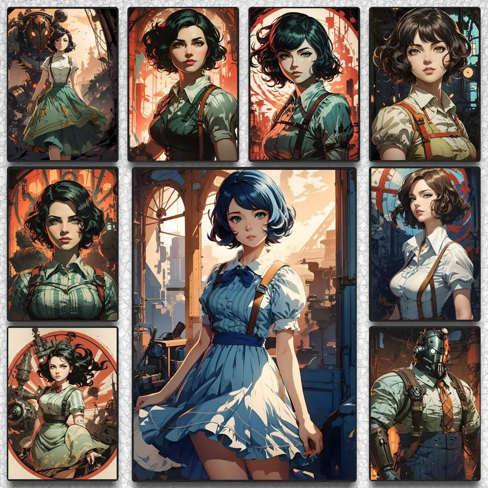 BioSHOck Atlas Of Punk Poster Self-adhesive Advanced Aesthetic Printing Paper Wall Art for Living Room Home Decor