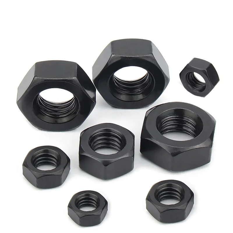 Fine Thread Hex Nuts Black Grade 8.8 Carbon Steel M8M10M12M14M16M18M20 Fine Pitch 1/1.25/1.5mm High Strength Hexagon Screw Cap