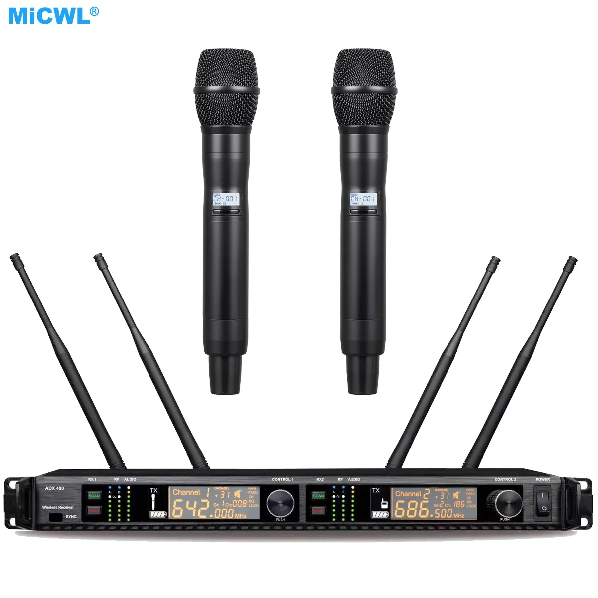 

NewLarge LED Digital Display AD4D Wireless Microphone DJ Karaoke Stage Sing Studio UHF 400 Channel True Diversity System 500m