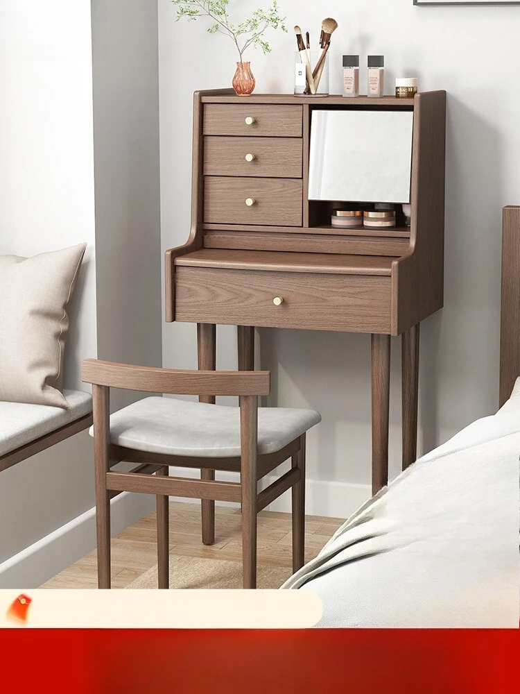 

Solid wood makeup table Nordic simple small apartment makeup table bedroom multi-functional retractable dressing table