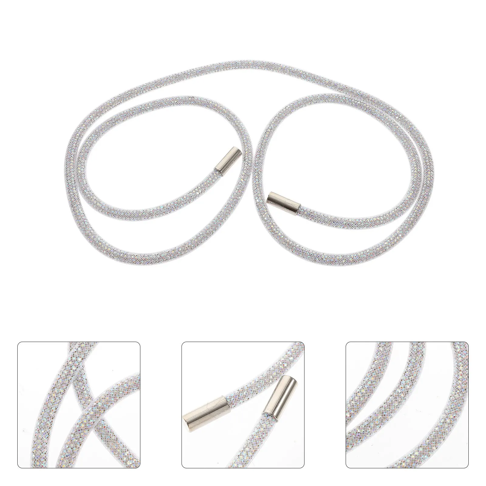 

2Pcs Rhinestone Round Rope DIY Shoe Laces Pants Waist Rope Crystal Bling Shiny Decorative Rhinestone Shoelace for Clothing