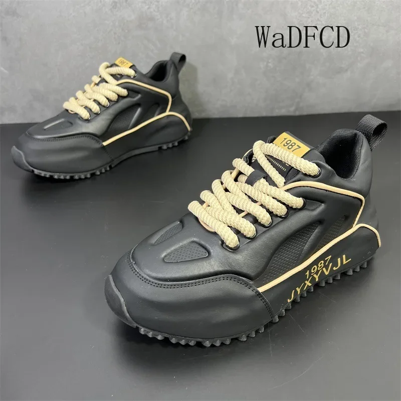 Chunky Sneaker Men Designer Cover Bottom Board Shoes Fashion Casual Secondary Leather Cowhide Increased Internal Platform Shoes