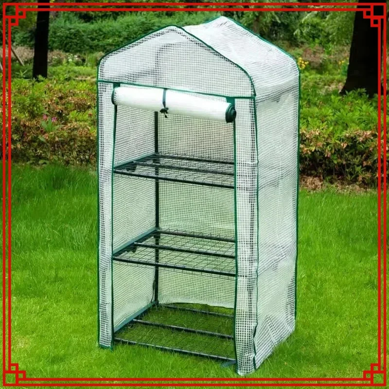 4 Tier Greenhouse Iron Stands Shelves Outdoor Garden Mini Garden Warm Room Greenhouse Warm Garden House (Wit Iron Stand)