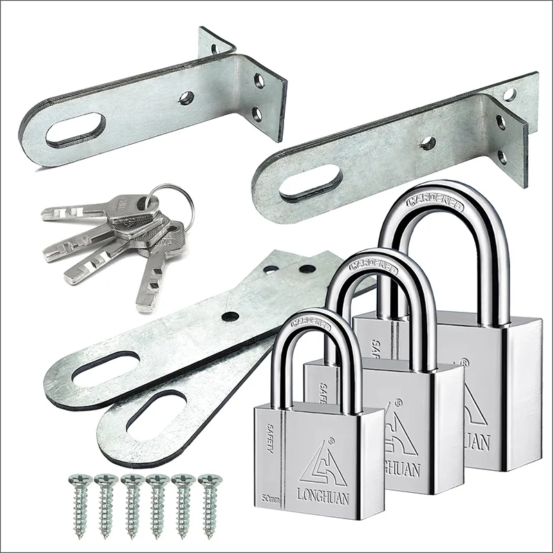 Extended Right Angle Door Buckle Lock Nose Flat Iron Plate Door Nose Padlock Anti Pry Door Buckle Anti-theft Lock Hardware