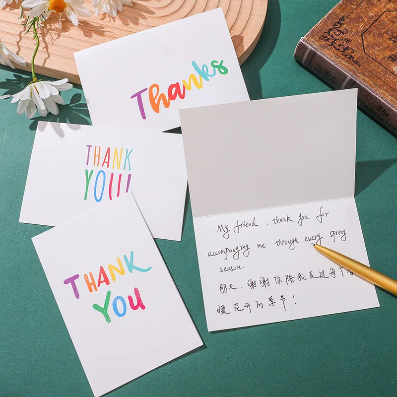 

8Pcs/set Colorful Simplicity Blank Thank You Card Set Greeting Card Ldeas Thank You Blessing Card With Envelope For Flower Shop