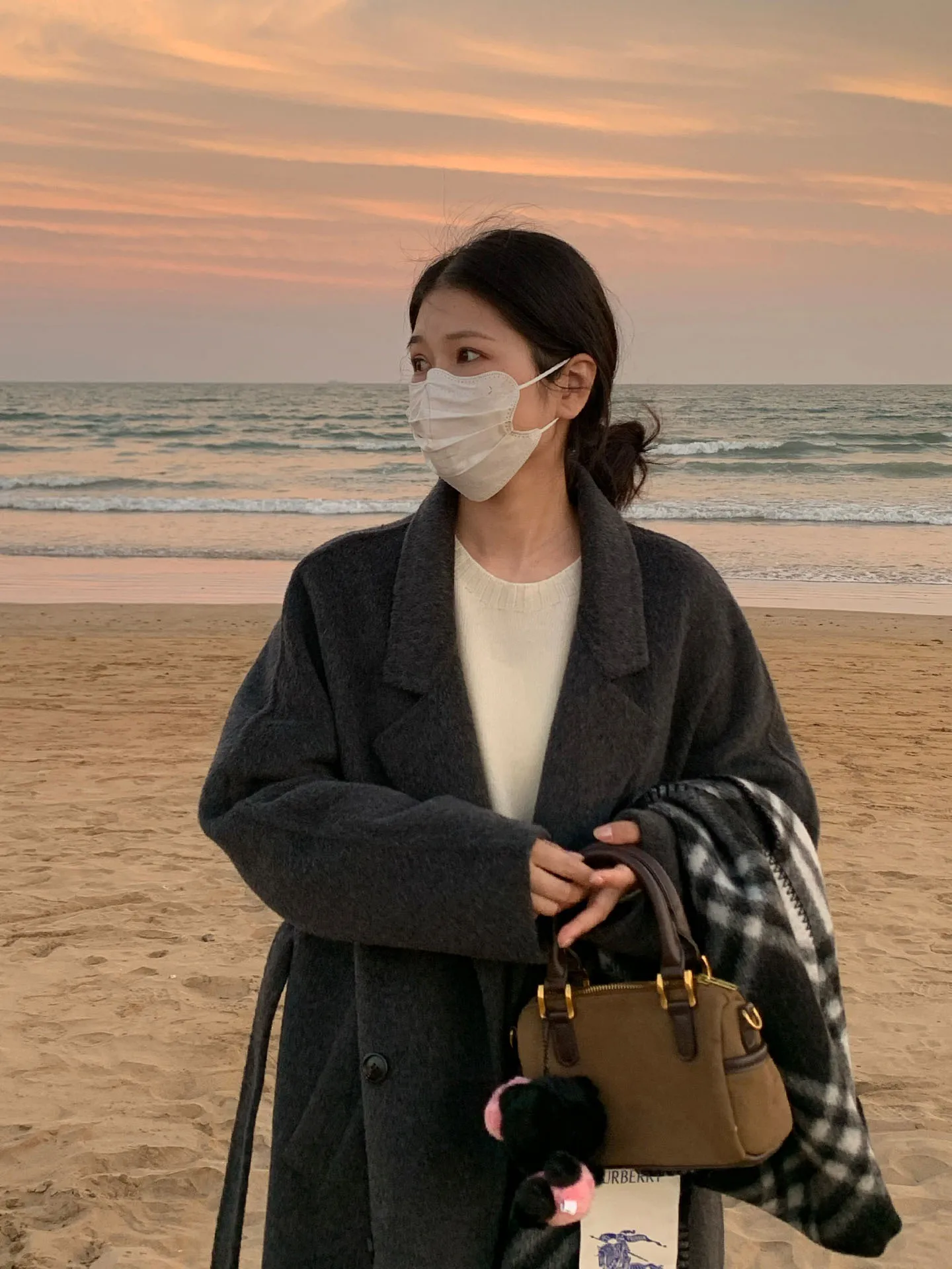 

ay Double-Faced Camere Coat Women's Belted Mid-Length Woolen Outerwear Korean Sle Commute Thiened Long Sve Coat