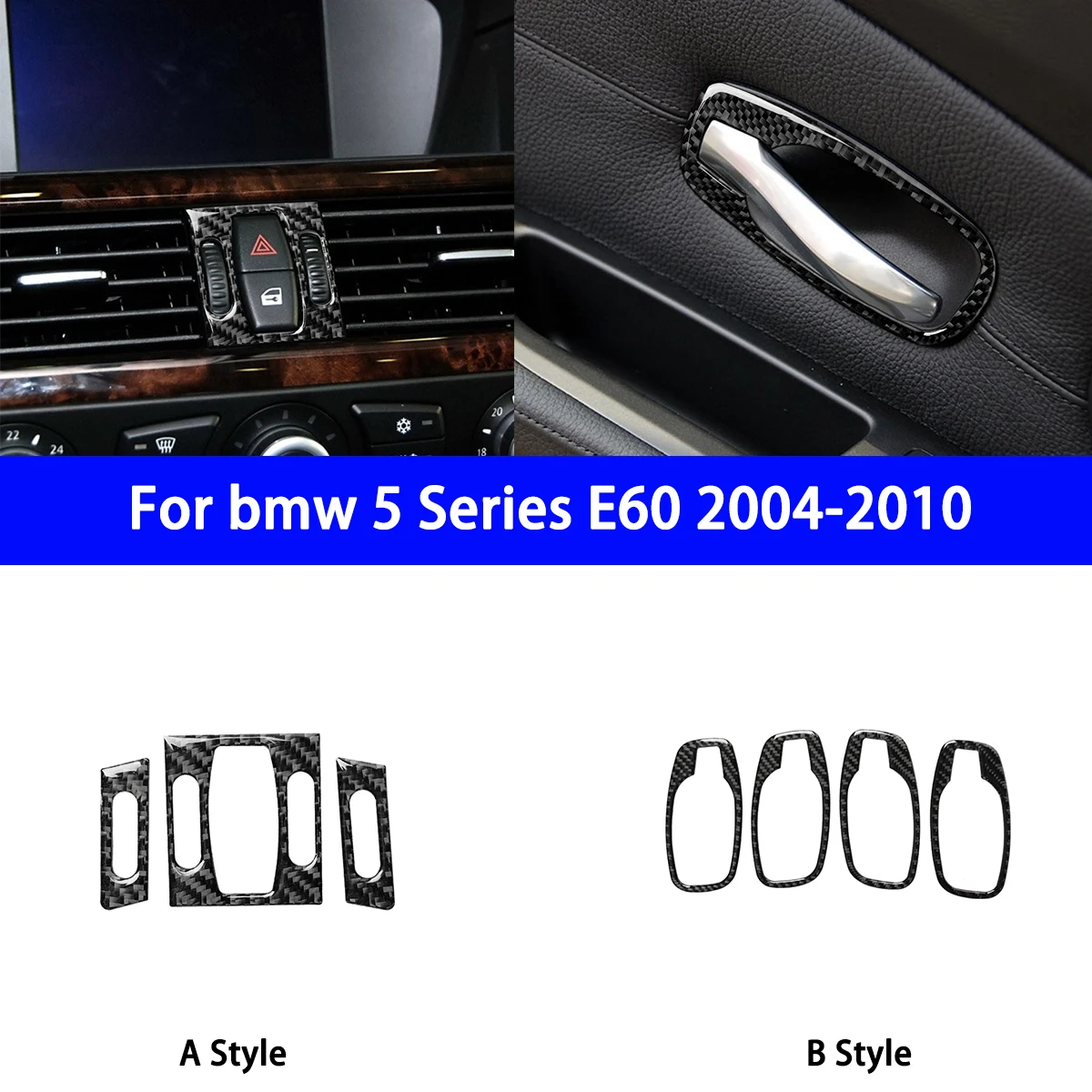 

For BMW 5 Series E60 2004-2010 Car Air Conditioning Vents and Door Handle Panel Decorative Stickers Carbon Fiber Modification.