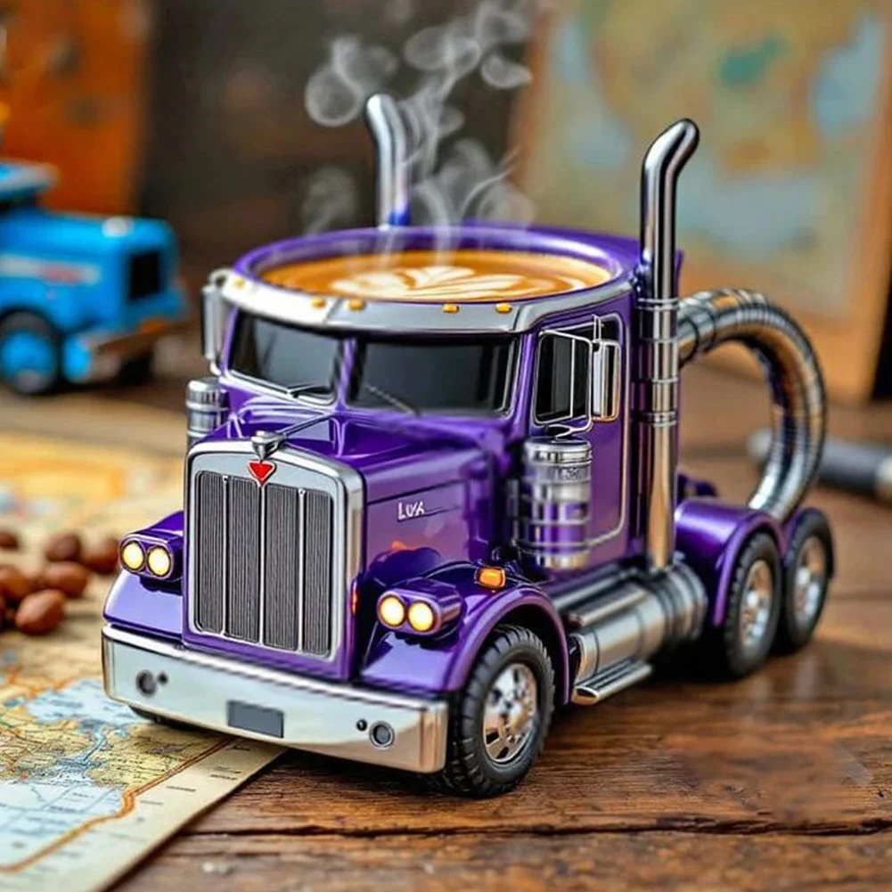 Durable Truck Coffee Mug Semi Truck Handcrafted Coffee Cup Semi-trailer Shaped 11 Ounces Semi-Truck Coffee Mugs For Men